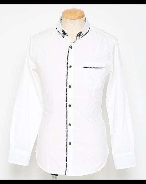 形態安定シャドウチェック二枚襟デザインボタンダウンシャツ Biz