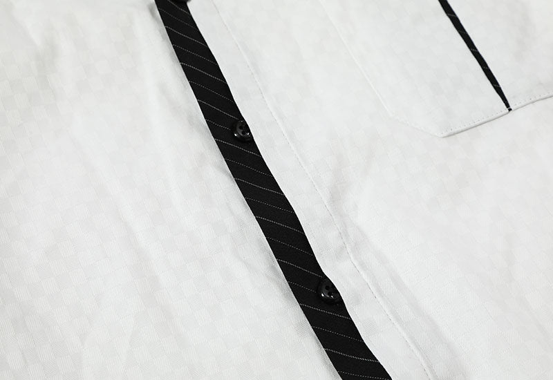 シャドーチェック２枚襟デザインストライプアクセントシャツの詳細画像