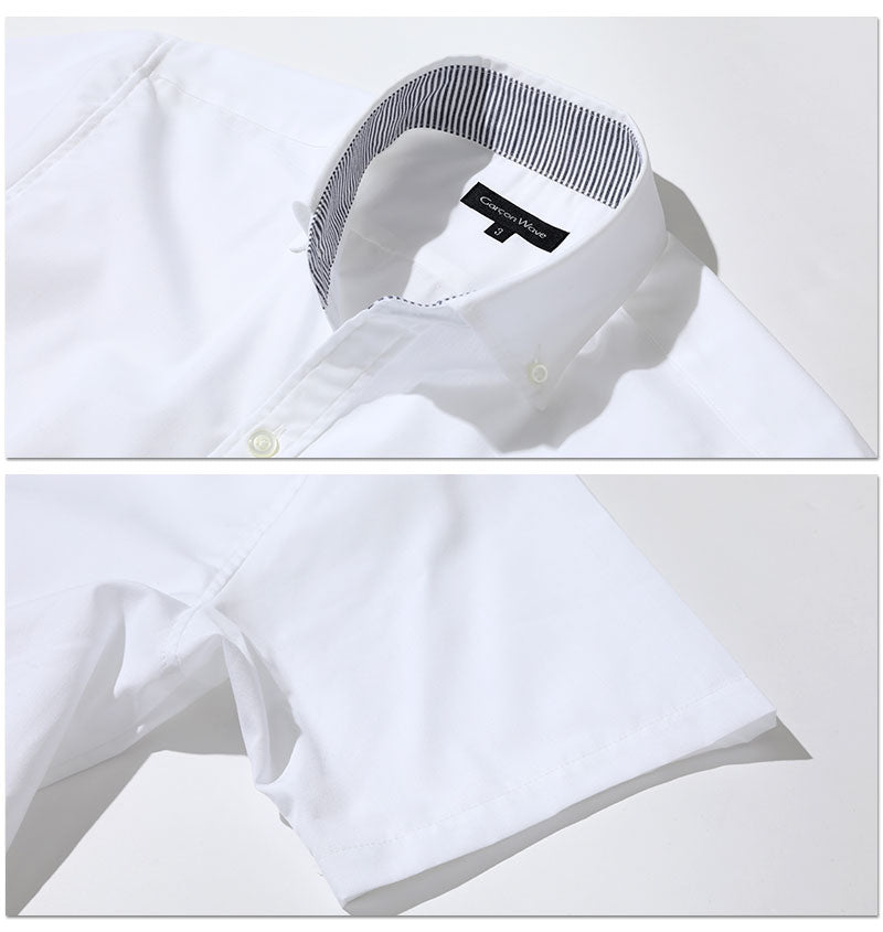 形態安定半袖ビジネスカジュアルボタンダウンシャツ 日本製
