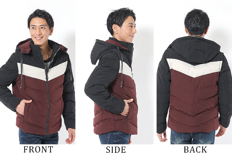 ラインデザイン３way中綿ジャケットの着用画像