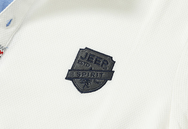 ワンポイントデザインワッフル素材半袖ポロシャツの詳細画像