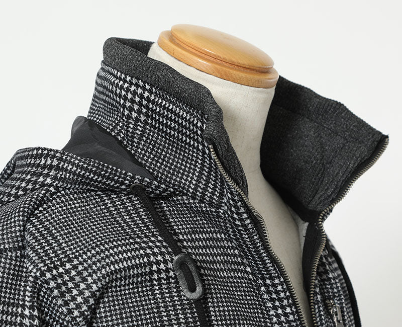 ニットフリース素材ジップデザインフード付きジャケットの詳細画像