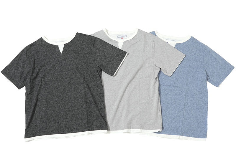 「セール品」抗菌防臭・消臭加工付きフェイクレイヤードデザインTシャツの詳細画像