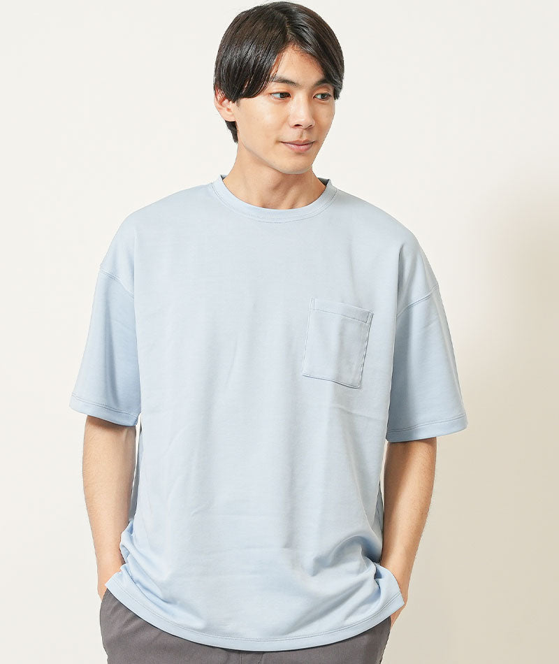 20代メンズ3点コーデセット　ネイビー5分袖カーディガン×サックス半袖Tシャツ×チャコールグレースリムチノイージーパンツ