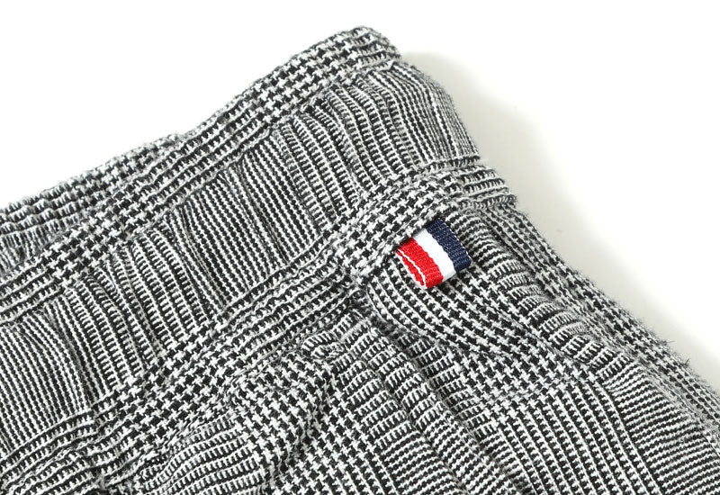 綿麻ストレッチ素材裾リブイージークロップドパンツの詳細画像
