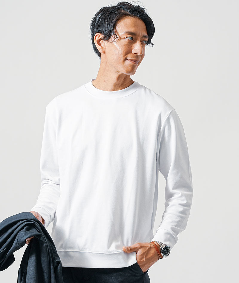 40代メンズ3点コーデセット　ネイビー長袖テーラードジャケット×白長袖Tシャツ×ネイビースラックスパンツ