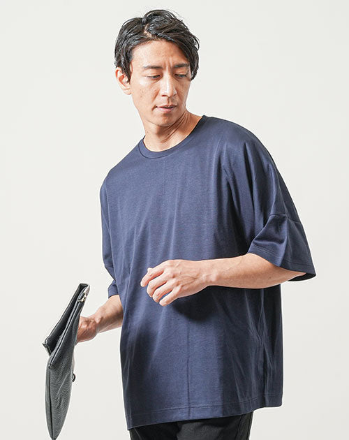 接触冷感ドルマンスリーブオーバーサイズ半袖クルーネックＴシャツ