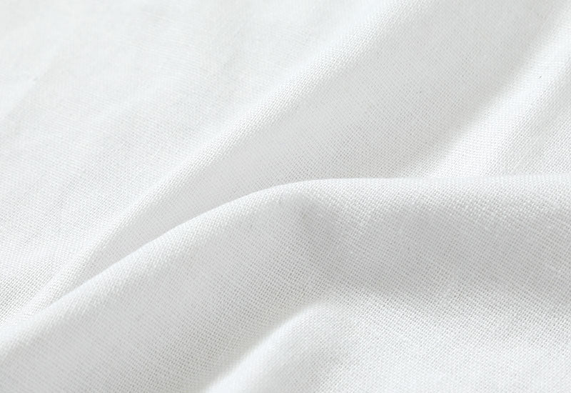綿麻素材裏地ストライプ７分袖カプリシャツの詳細画像