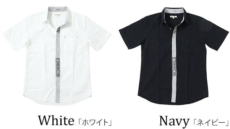 「セール商品」１００％コットン前立て切替チェックデザイン半袖シャツの色の種類