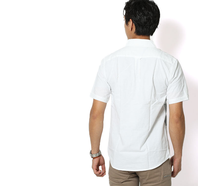 「セール品」ランダムデザイン綿１００％半袖シャツのモデル着用画像