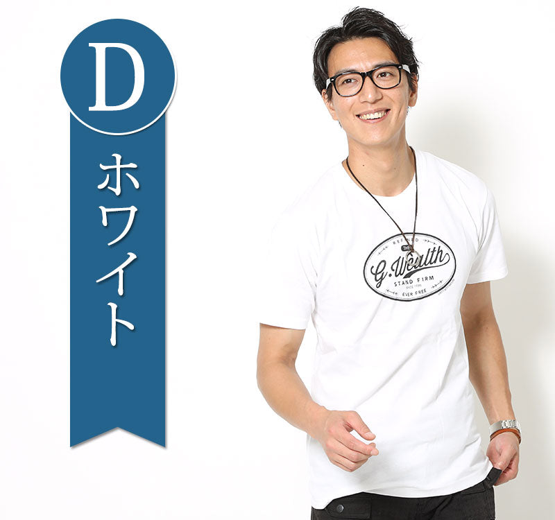 プリントデザイン半袖Ｔシャツのモデル着用画像