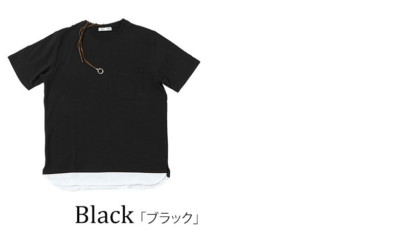 「セール品」フェイクレイヤードデザインTシャツ×ダブルリングネックレス　２点セットの色の種類