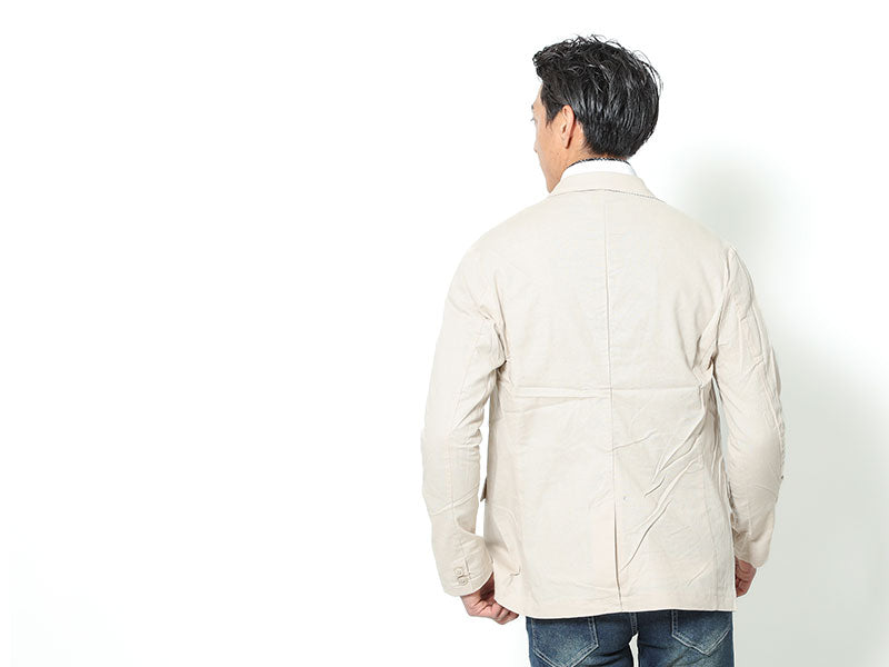 ストレッチ綿麻素材テーラードジャケットのモデル着用画像