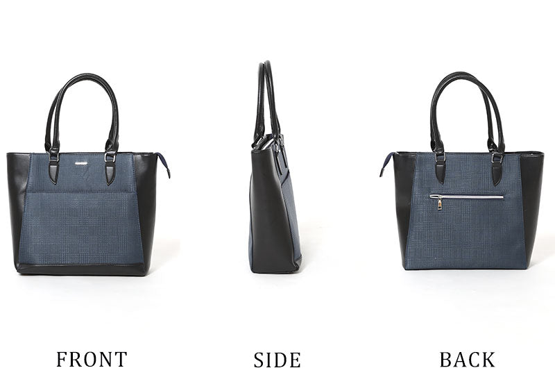 グレンチェックデザインバッグインバッグ付きトートバッグの着用画像
