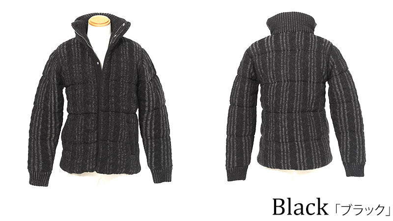 ケーブル編みストライプデザイン中綿ニットブルゾンの色の種類