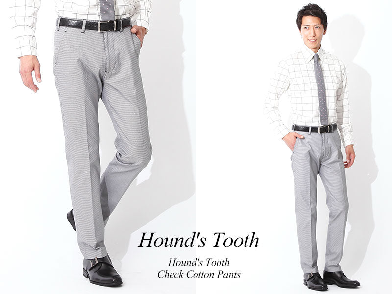 Hound's Tooth Check Cotton Pants