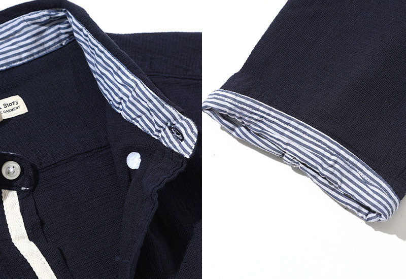 綿麻７分袖シャツ×半袖ボーダーＴシャツ　2点セットの詳細画像
