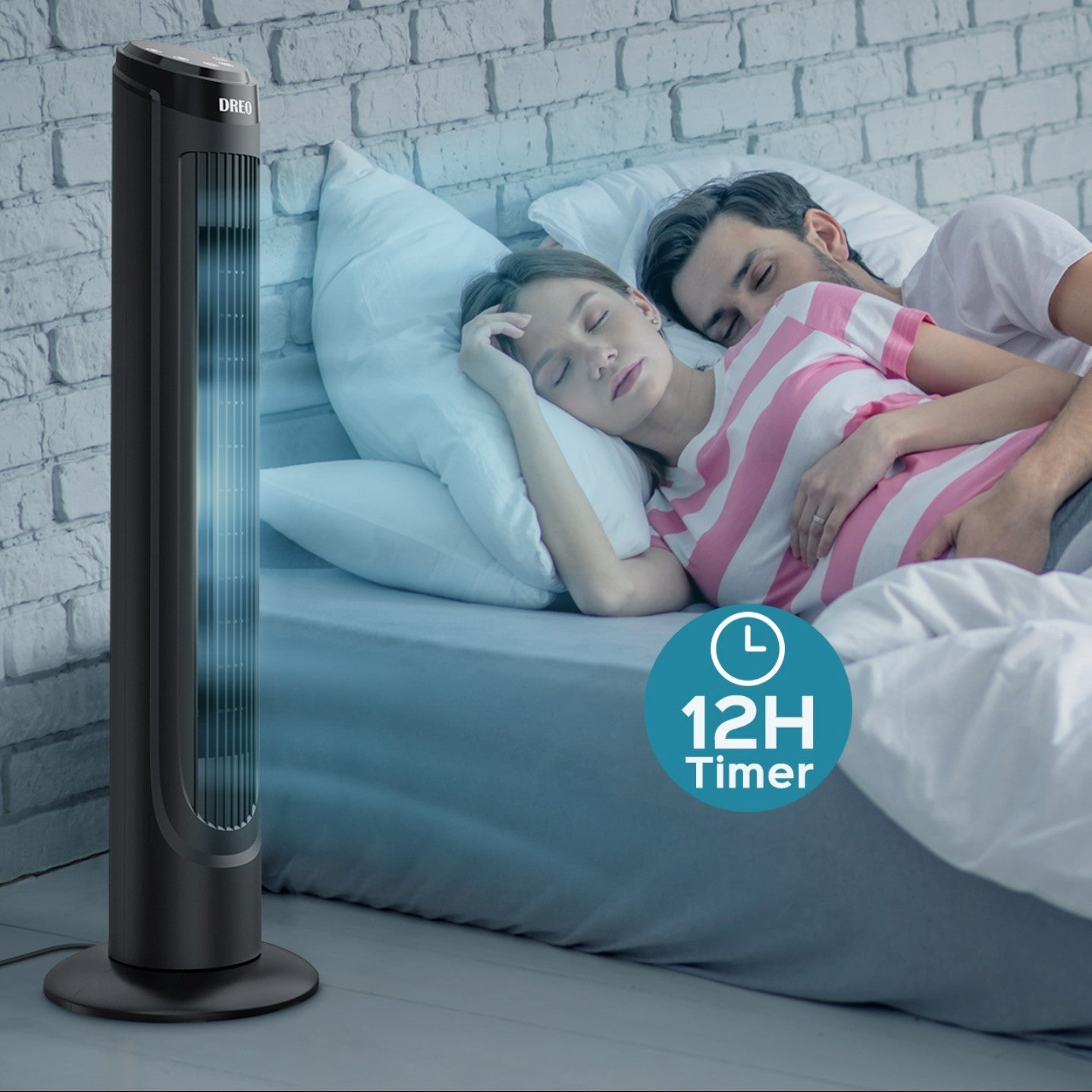 Dreo 40" Oscillating Tower Fan works when two people is fall asleep.