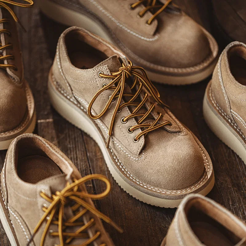 Vintage Suede Men’s Low-Top Boots – Premium Cow Suede Casual Footwear