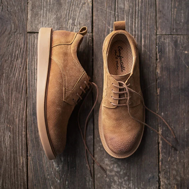 British Style Casual Split Leather Derby Shoes – Premium Comfort & Timeless Design