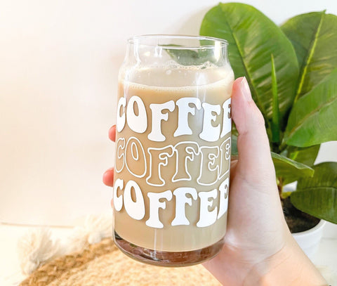 Designer Inspired Iced Coffee Cup - 16 or 20 oz Glass Beer Can GG —  MickeeMariee