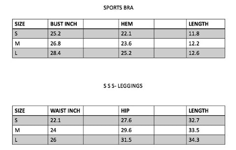 SIZING CHART – AWRAE WARE