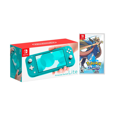 Nintendo Switch Lite Turquoise Bundle with Pokémon Sword NS Disc –