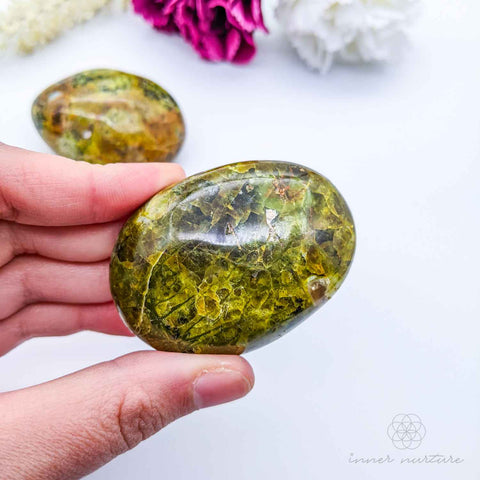 green opal palm stone - inner nurture online crystal shop australia