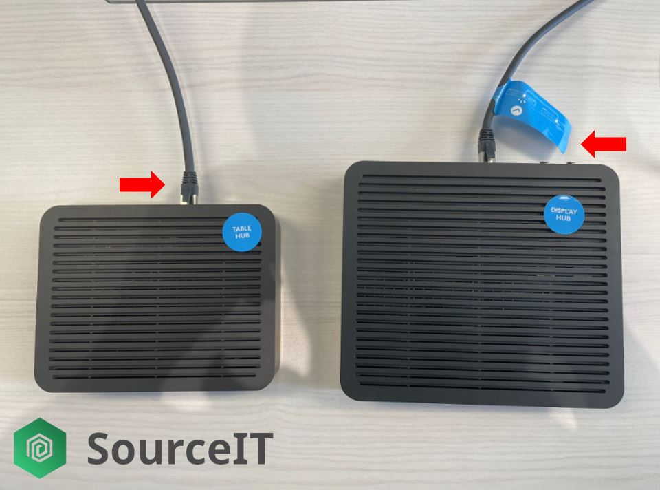 Step 1: Unbox and Connect the CAT6A cable from Display Hub to Table Hub
