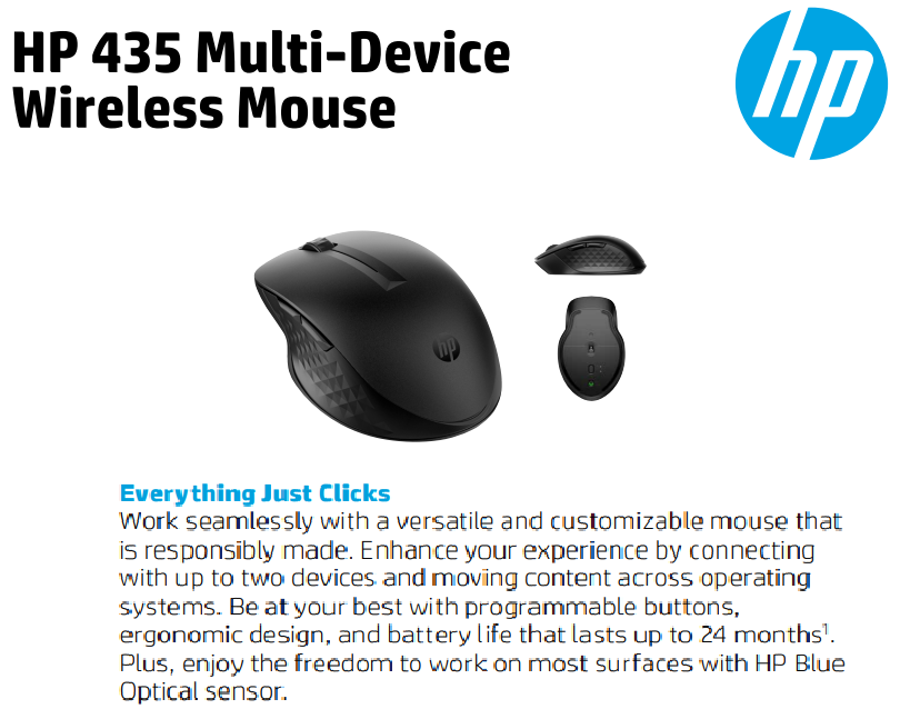 HP Inc 435 Multi-Device Wireless Mouse (3B4Q5AA)