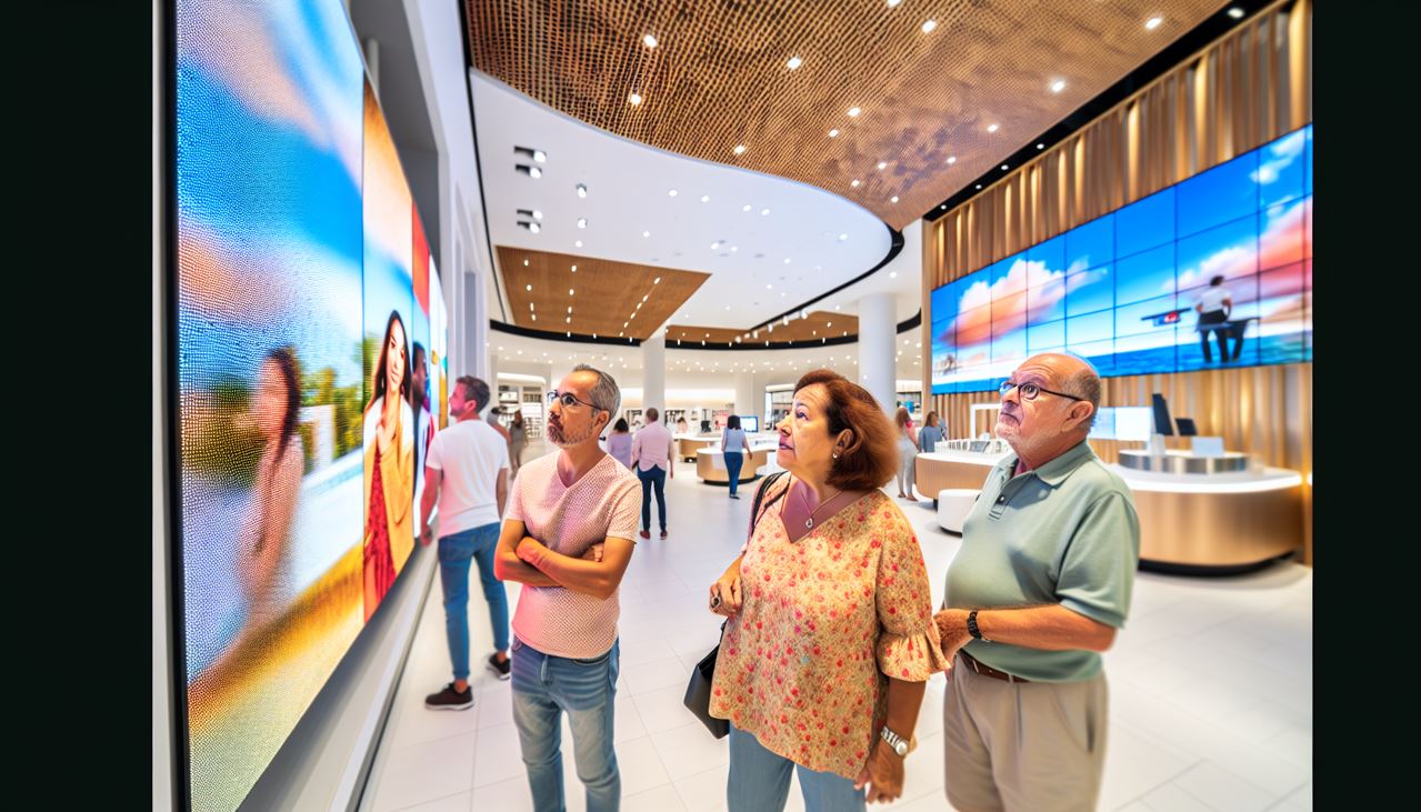 A captivating video wall installation in a retail setting