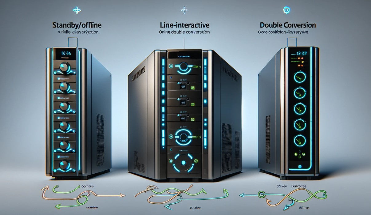 Comparison of Standby/Offline, Line-Interactive, and Online Double Conversion UPS
