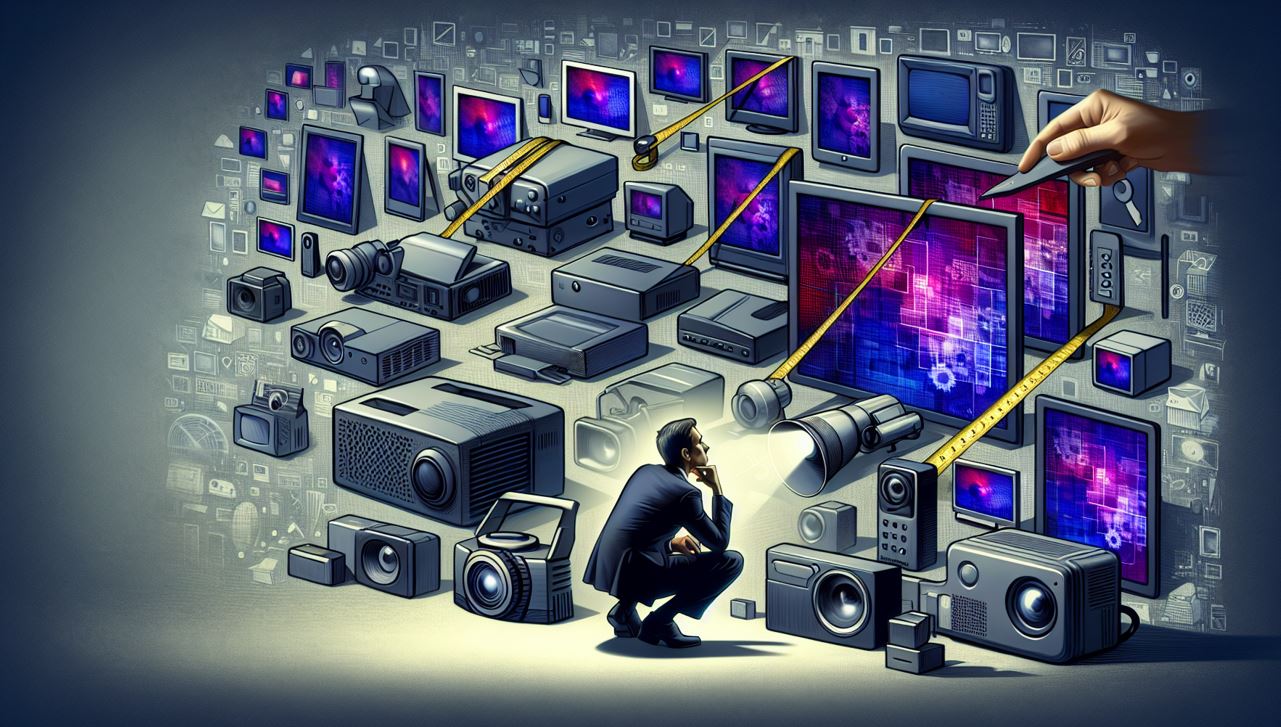 Creative illustration showcasing the process of selecting the right BenQ monitor or projector