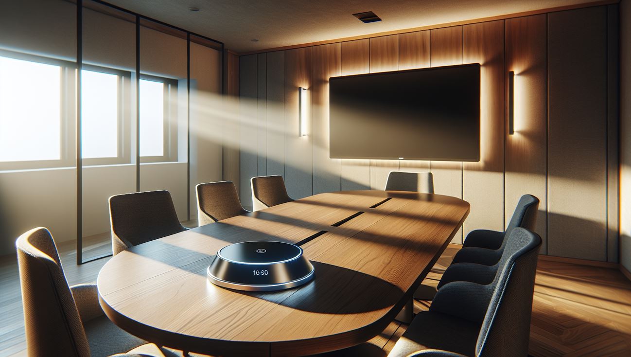 Crestron tabletop conferencing solution in a huddle room