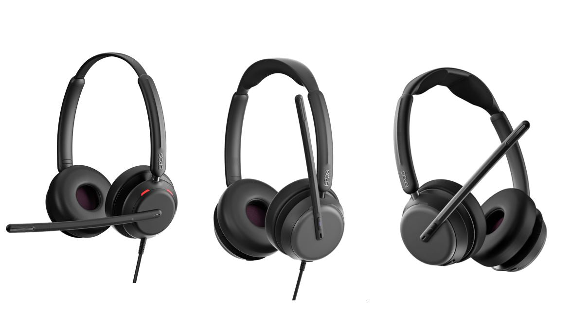 EPOS Impact Series Overview: A stylish and professional illustration of the EPOS Impact series headsets