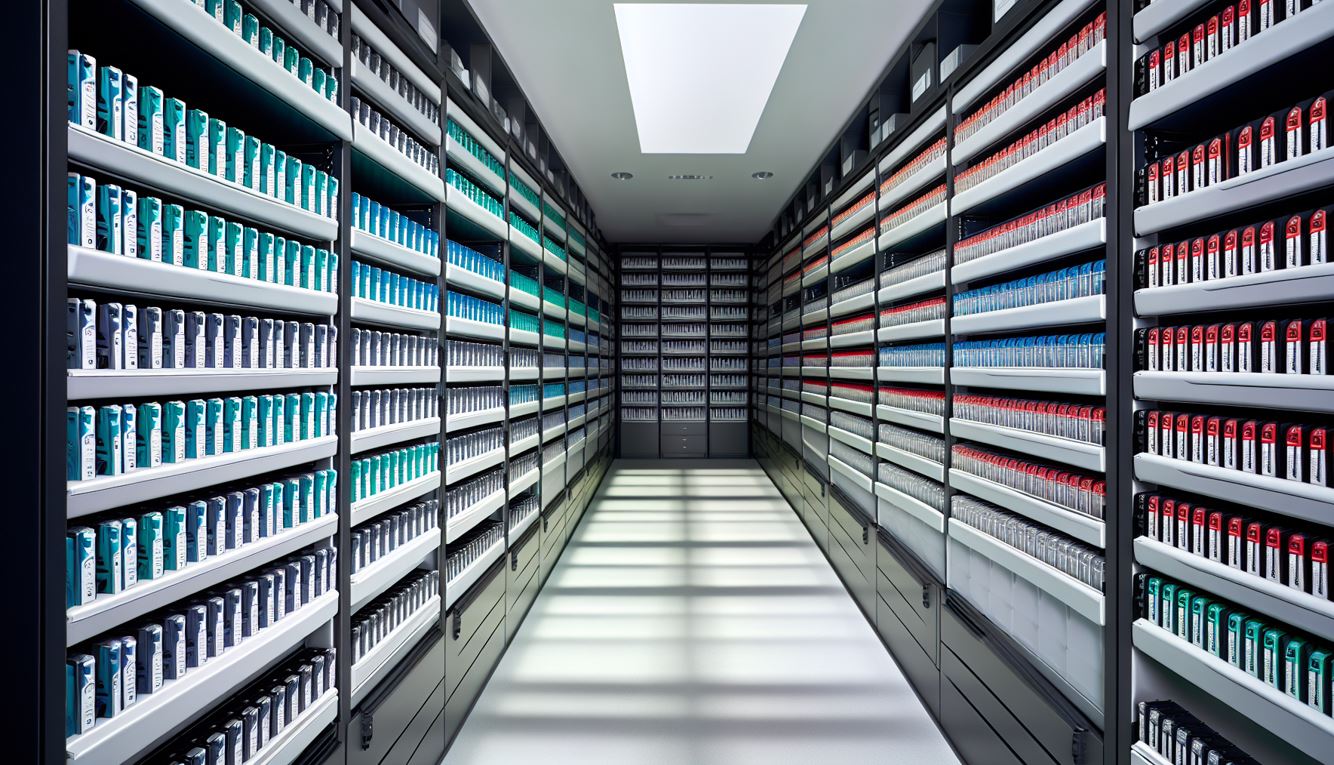 Fujifilm LTO Ultrium Data Cartridges in a storage room