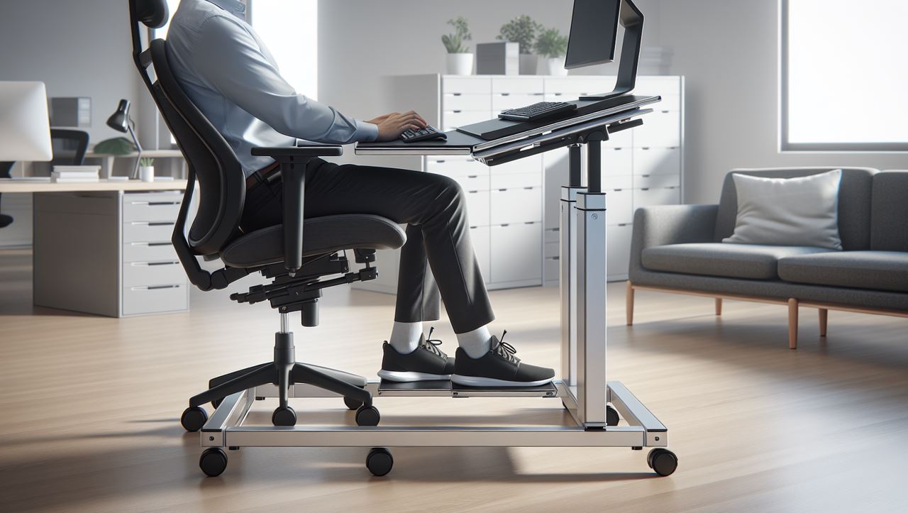 Height adjustable keyboard tray of the Ergotron WorkFit Mobile Cart for ergonomic comfort
