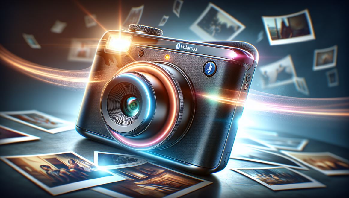 Illustration of a Polaroid Now+ camera with creative shooting modes