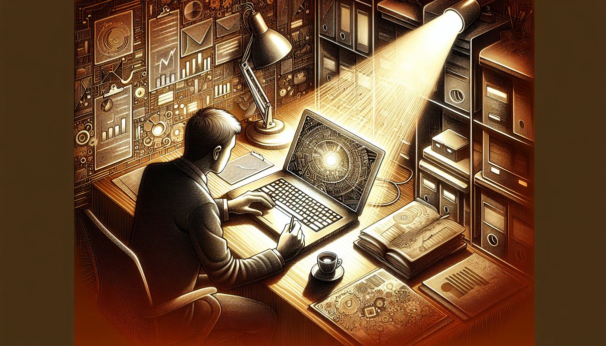 Illustration of a professional using an AMD business laptop