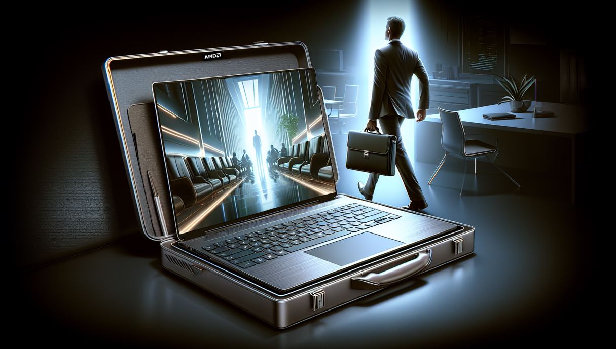 Illustration of a thin and light AMD business laptop