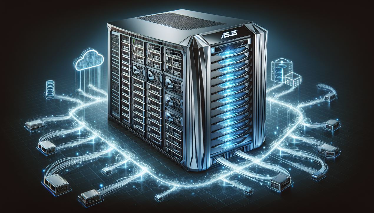 Illustration of flexible storage and networking for ASUS GPU server workstations