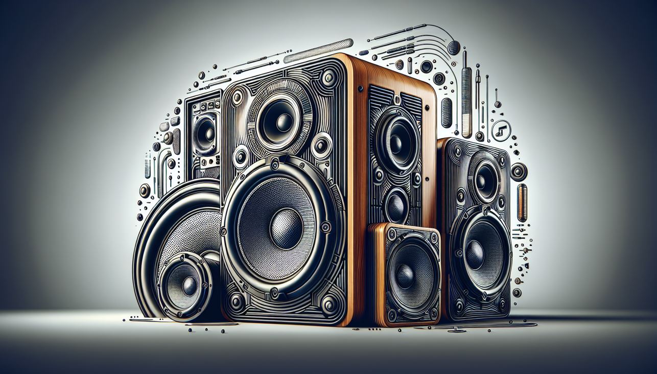 Illustration of stylish premium speaker craftsmanship