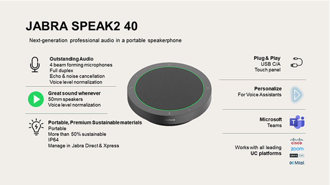 Comparison between Jabra Speak2 40, 55, Speakerphones SourceIT 75 