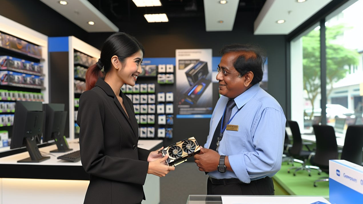 NVIDIA customer service representative assisting a customer in Singapore