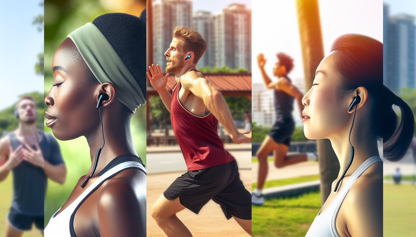 People wearing earbuds during workout