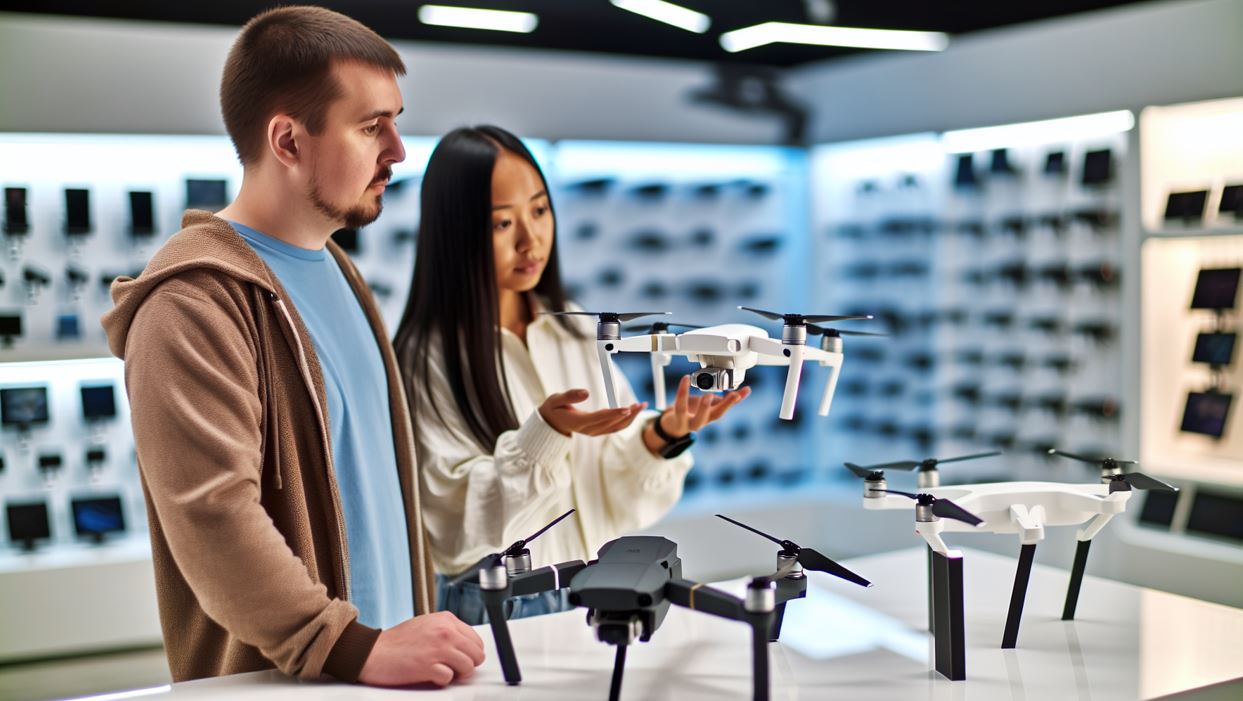 Person comparing different DJI drones