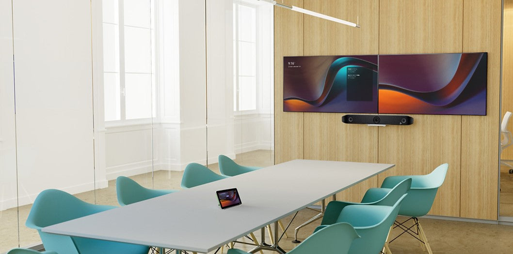 Poly Plantronic Studio X series video bar in a conference room setting