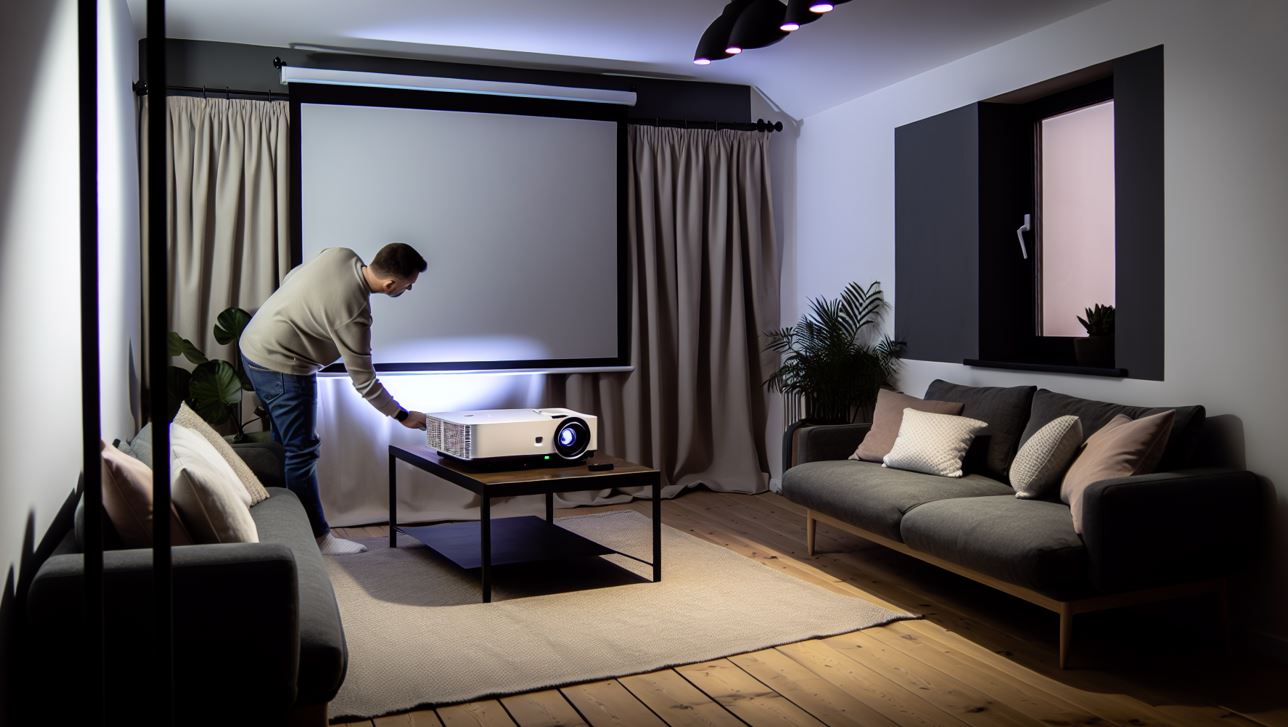 Proper setup of a home projector with ideal positioning and ventilation