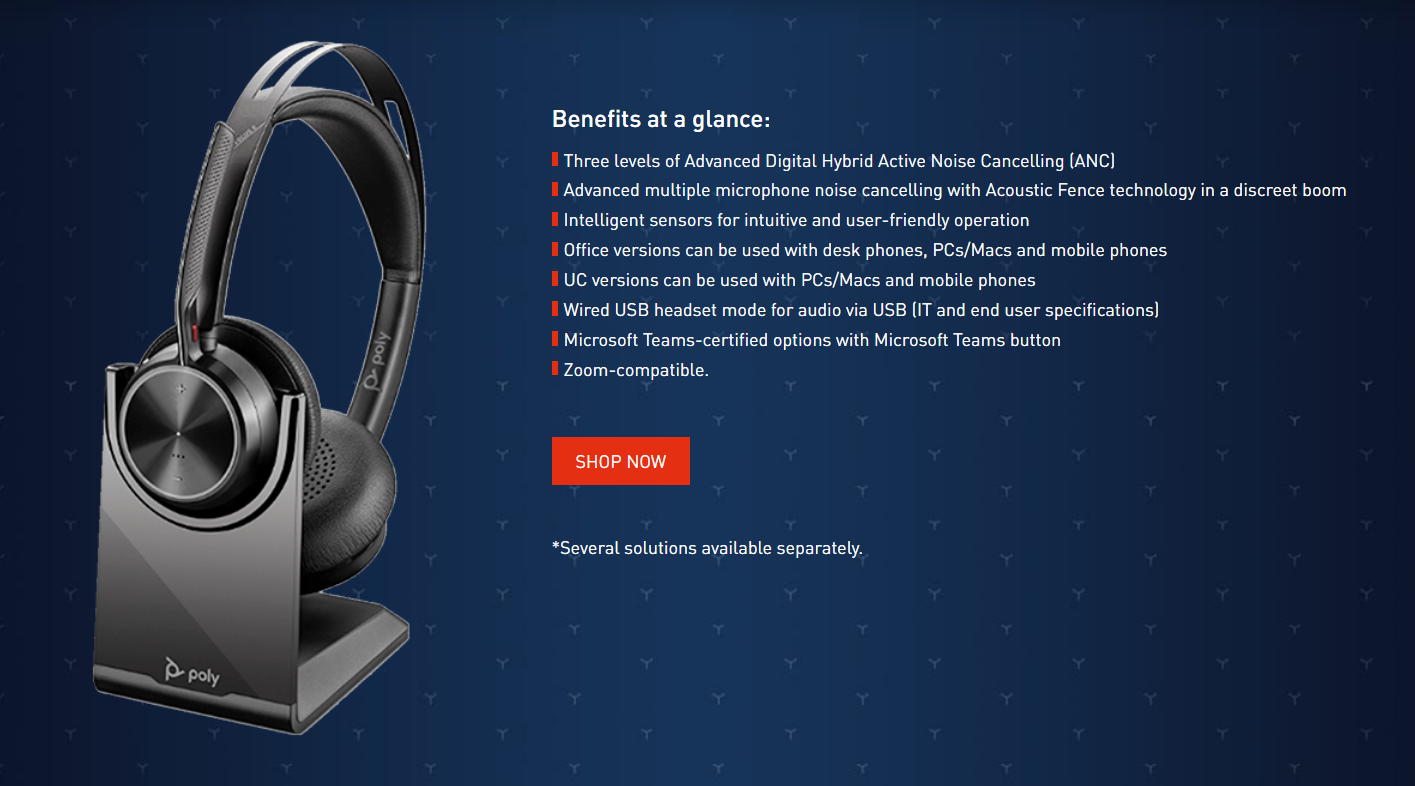 Poly/Plantronics Voyager Focus 2 UC/MS Wireless Headset Benefits at A Glance | SourceIT