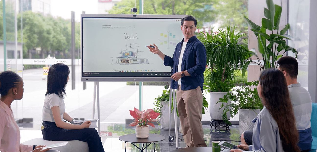 Yealink MeetingBoard for Microsoft Teams Room and Zoom Room in a Conference Room